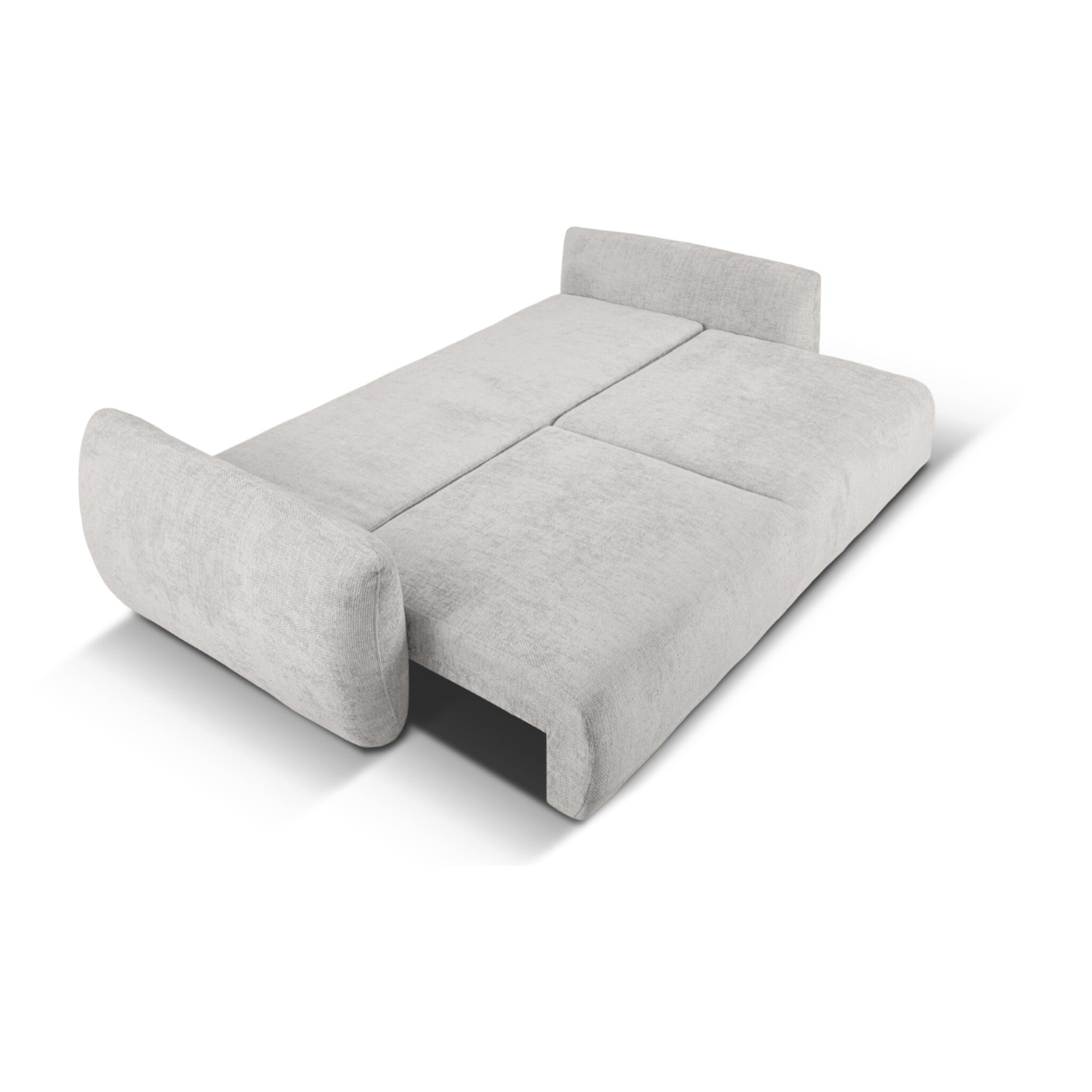 Canapé convertible avec coffre de rangement "Matera" 3 places en chenille gris clair