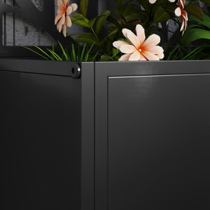 Jardinière treillis haut design graphique arbre 61 x 23 x 113 cm métal époxy noir