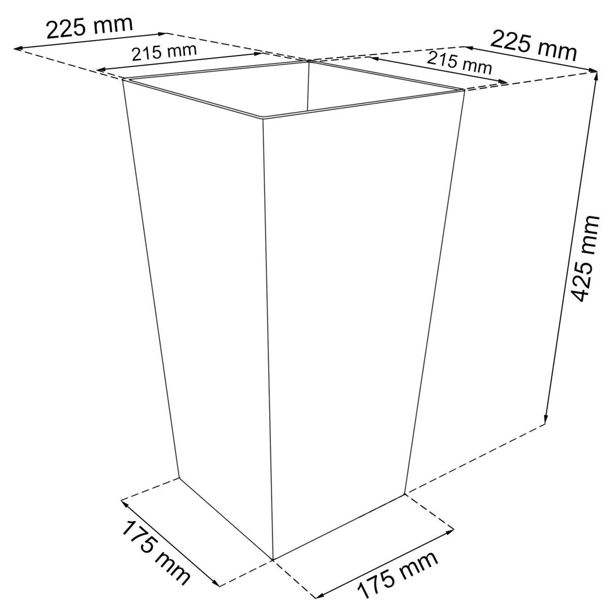 2 unidades de maceta rato de 26,6 litros con inserto 26,5 x 26,5 x 50 cm en color antracita