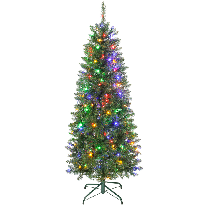 Sapin de Noël artificiel LED x 170 blanc chaud ou multicolore 9 modes H.150 cm 635 branches support vert