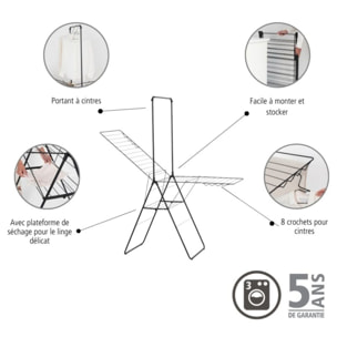 Etendoir à linge BRABANTIA Hang On 25M Noir