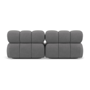 Ruby - canapé droit modulable 2 places en velours texturé - Gris