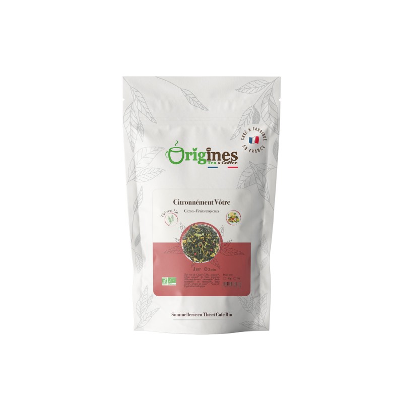 Citronnément Vôtre - Thé vert Bio citron fruits gourmands - Sachet 100g