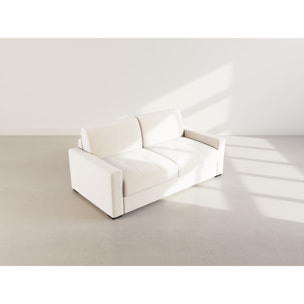 Tristan - Canapé lit 3 places convertible express couchage quotidien 140 cm matelas 14 cm en velours côtelé - Beige