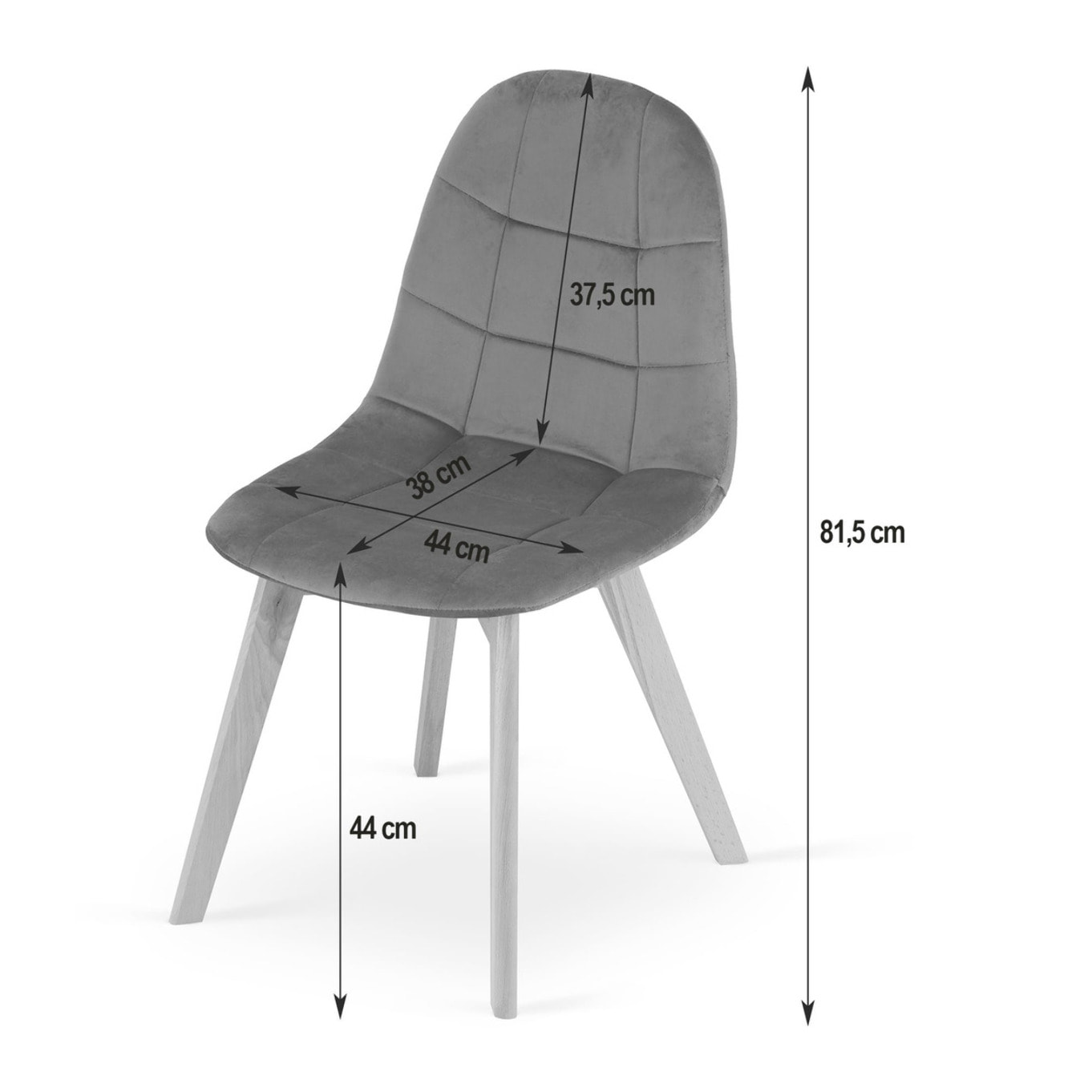 Sedia Bora in velluto verde scuro con gambe in faggio