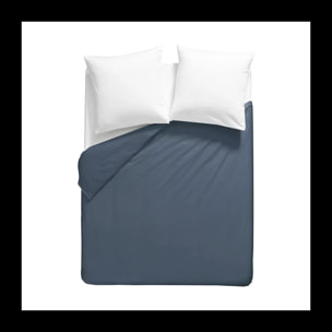 Housse de couette percale de coton uni bleu Olana bleu