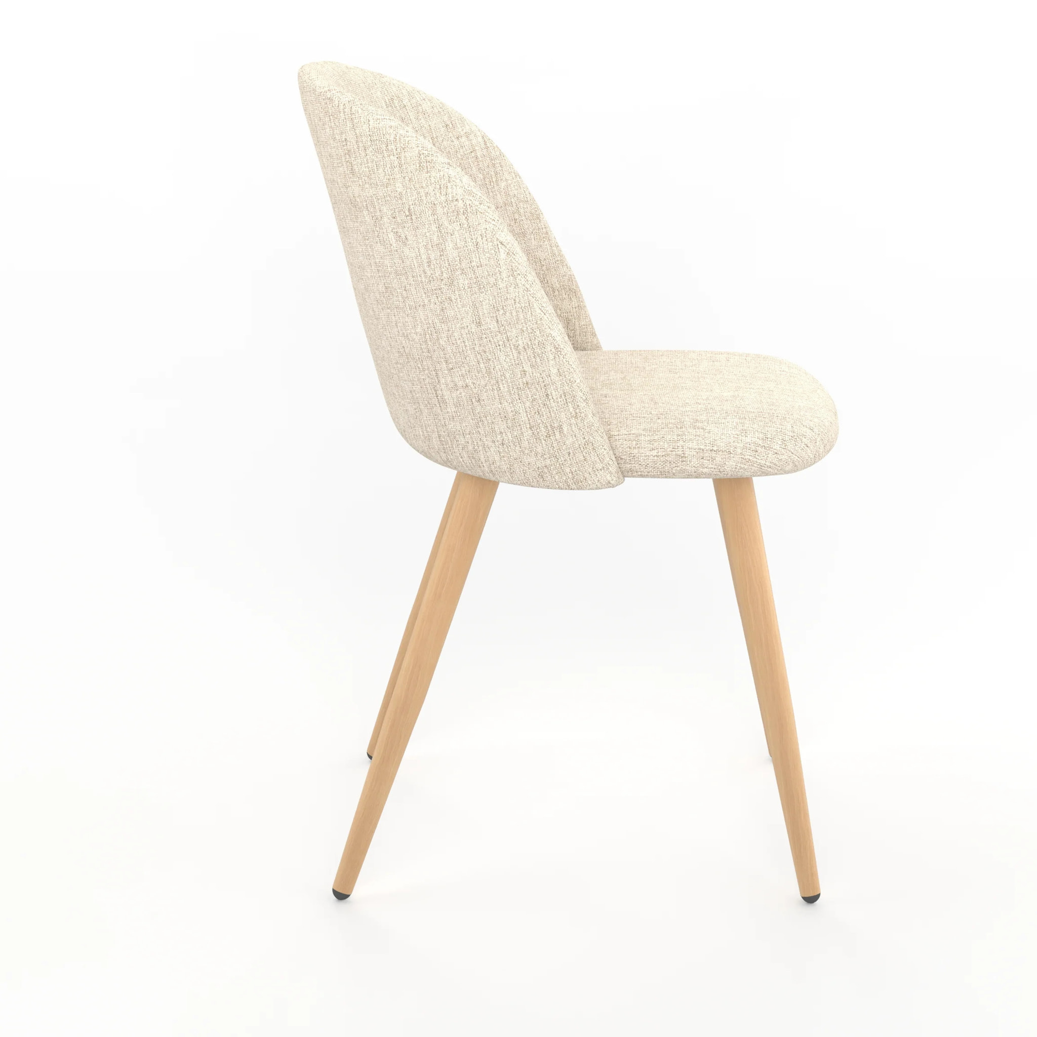 Lot de 2 chaises en tissu greige et pieds en métal imitation bois - Cozy