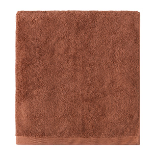 Drap de bain uni en coton peigné biologique, ESSENTIEL, Rouge Cosmos