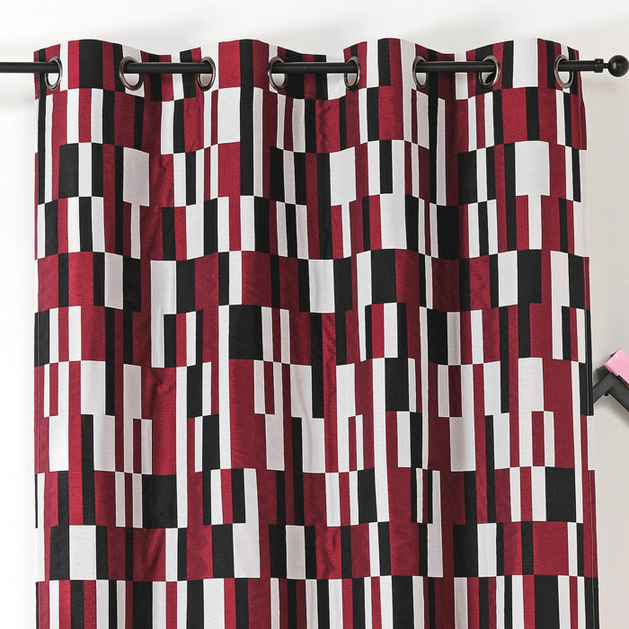 Rideau à jacquard damier - Rouge