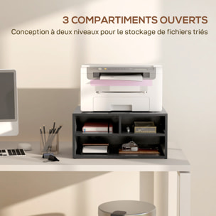 Organiseur de bureau 3 compartiments panneaux aspect bois noir