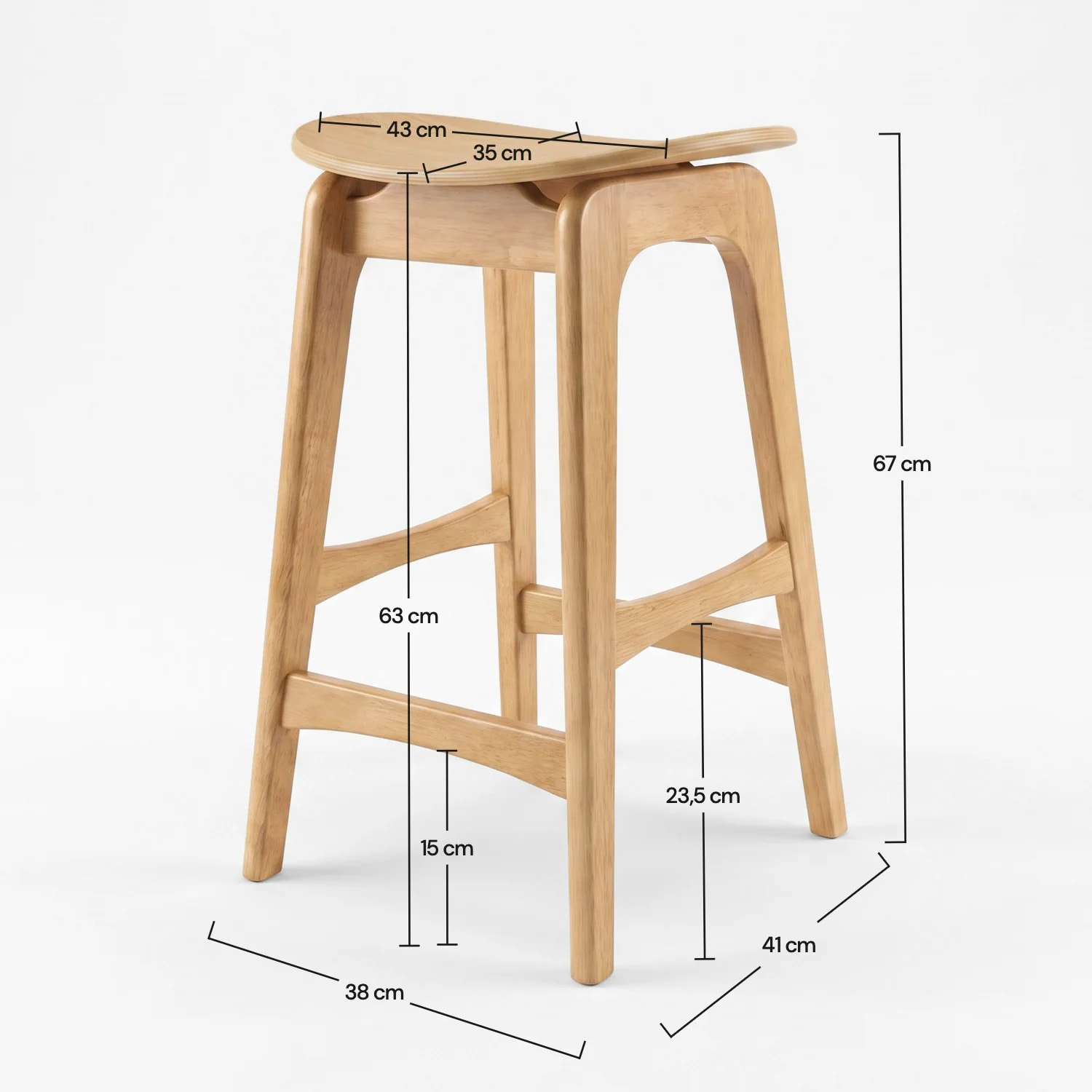 Lot de 2 tabourets pour îlot central 63 cm en bois clair - Jude