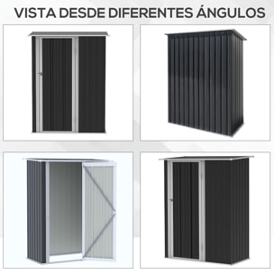 Caseta Jardín 1,07 m² 142x84x189 cm Acero Galvanizado con Puerta Cerradura Gris