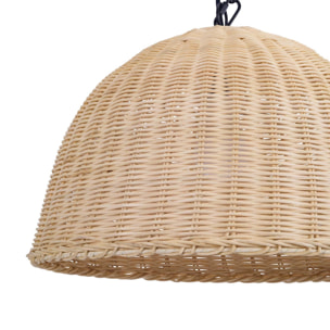 FORLIGHT Cortic lampara colgante de rattan natural / negro para bombilla E27