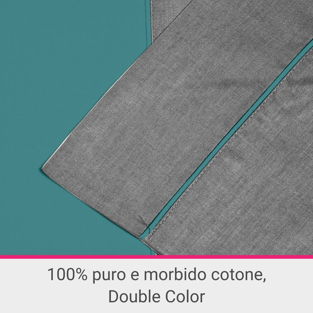 Parure Copripiumino Double-Color IPERSAN Puro Cotone Grigio/Verde