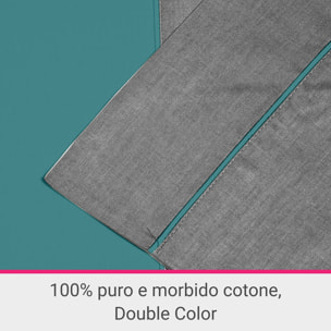Parure Copripiumino Double-Color IPERSAN Puro Cotone Grigio/Verde