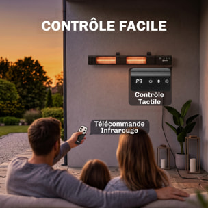 Radiateur infrarouge 3000W réglable 9 niv. télécommande alu noir