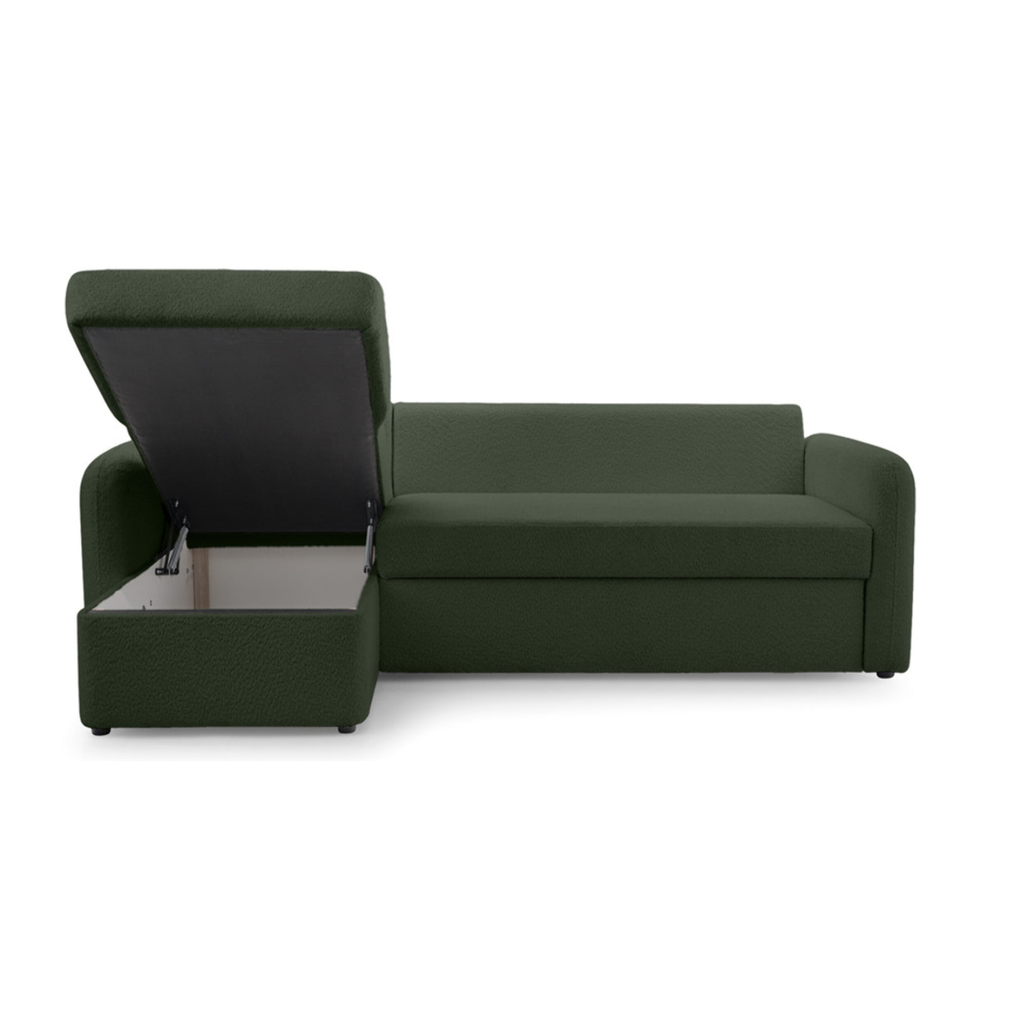Pocatello - canapé d'angle réversible 4 places - convertible avec coffre - en tissu bouclette - Vert