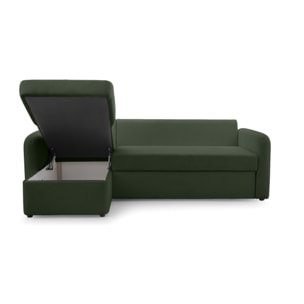 Pocatello - canapé d'angle réversible 4 places - convertible avec coffre - en tissu bouclette - Vert