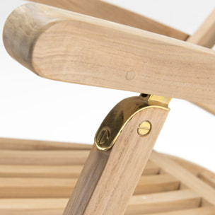 FUN - Chaise longue de jardin en bois teck brut