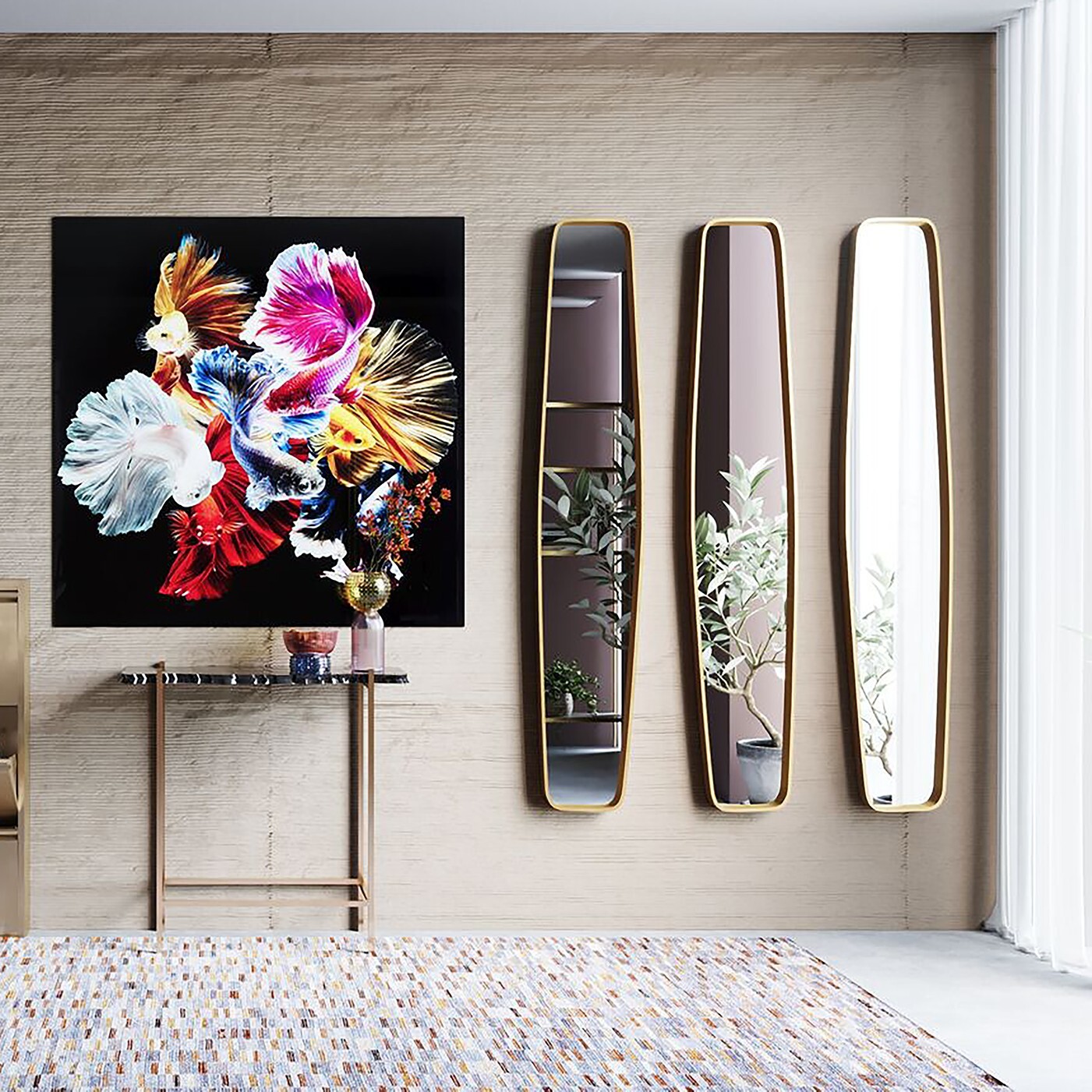 Miroir Clip 177x32cm laiton Kare Design