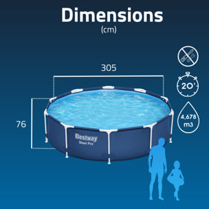 Bestway Piscine hors sol tubulaire ronde Bestway Steel Pro 305 x 76 cm bleu
