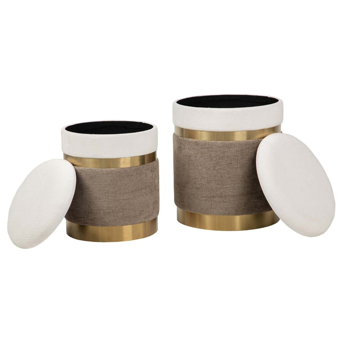 Set 2 Puffs Poliester 36x36x44 31x31x38 Cm