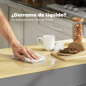 Isla de Cocina con Ruedas, Encimera Extensible, Carro de Cocina con 4 Puertas, Estantes Ajustables, Estantería Lateral Abierta, Especiero y Soporte para Toallas, para Comedor, Gris