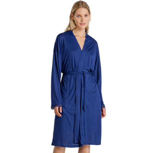 Vestaglia donna in modal con fusciacca colore blu Noidinotte