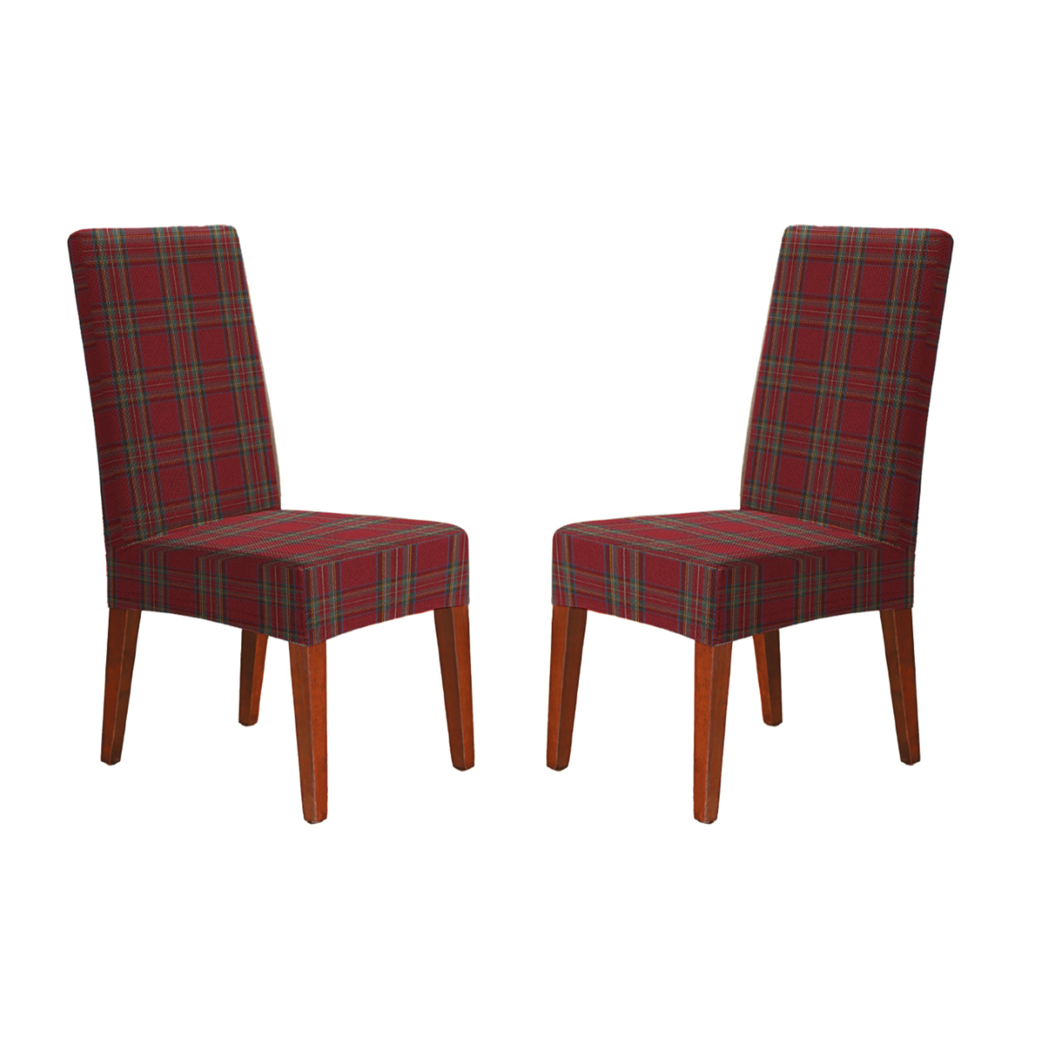 Coppia Coprisedia Con Schienale Antimacchia Scozzese Rosso Tartan Perth