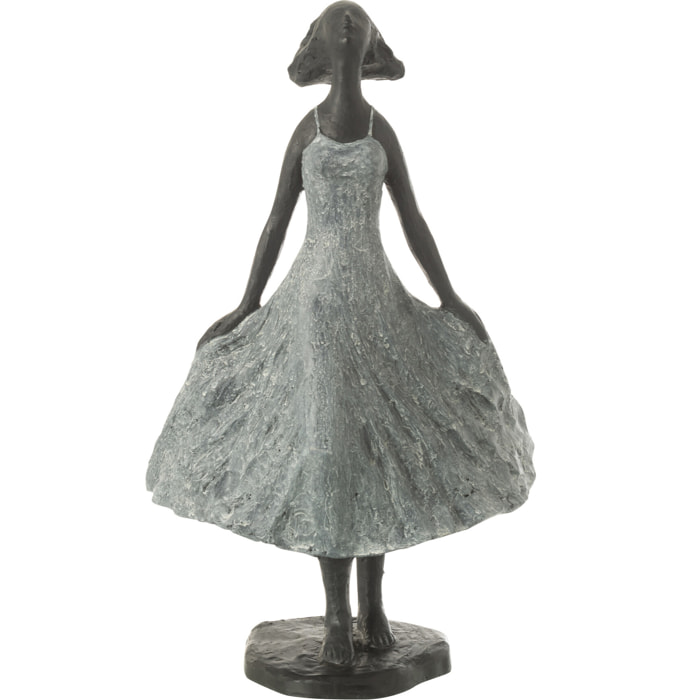 J-Line décoration Fille Regardant Ciel - polyrésine - noir/gris - small