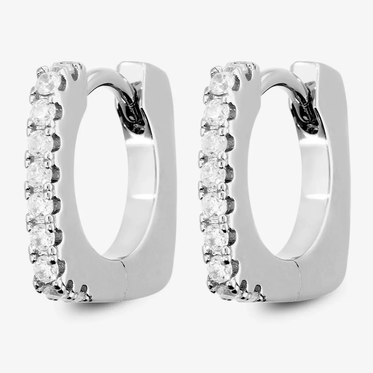 Orecchini Quadrati con Pavé di Cubic Zirconia Bianche placcati Oro Giallo 18Kt