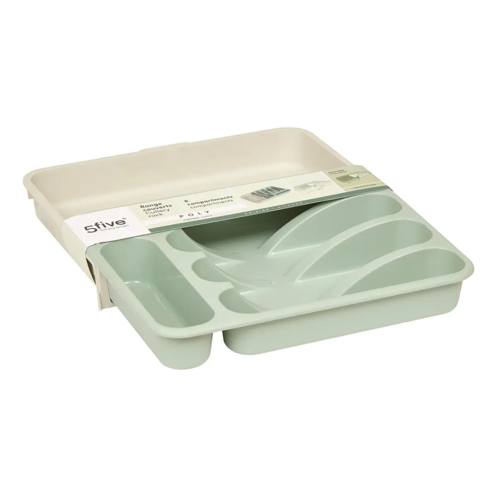 Range-couverts Poly extensible 6 compartiments vert