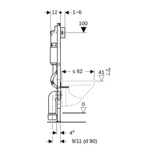 Bâti-support DUOFIXBasic pour toilettes suspendues, avec Plaque de déclenchement Delta chrome (458.141.21.1)