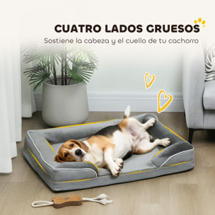 Cama para Perros Medianos, Cama para Gatos, Colchón para Perros con Base Antideslizante, Funda Extraíble y Lavable, 91,5x68,5x16,5 cm, Gris