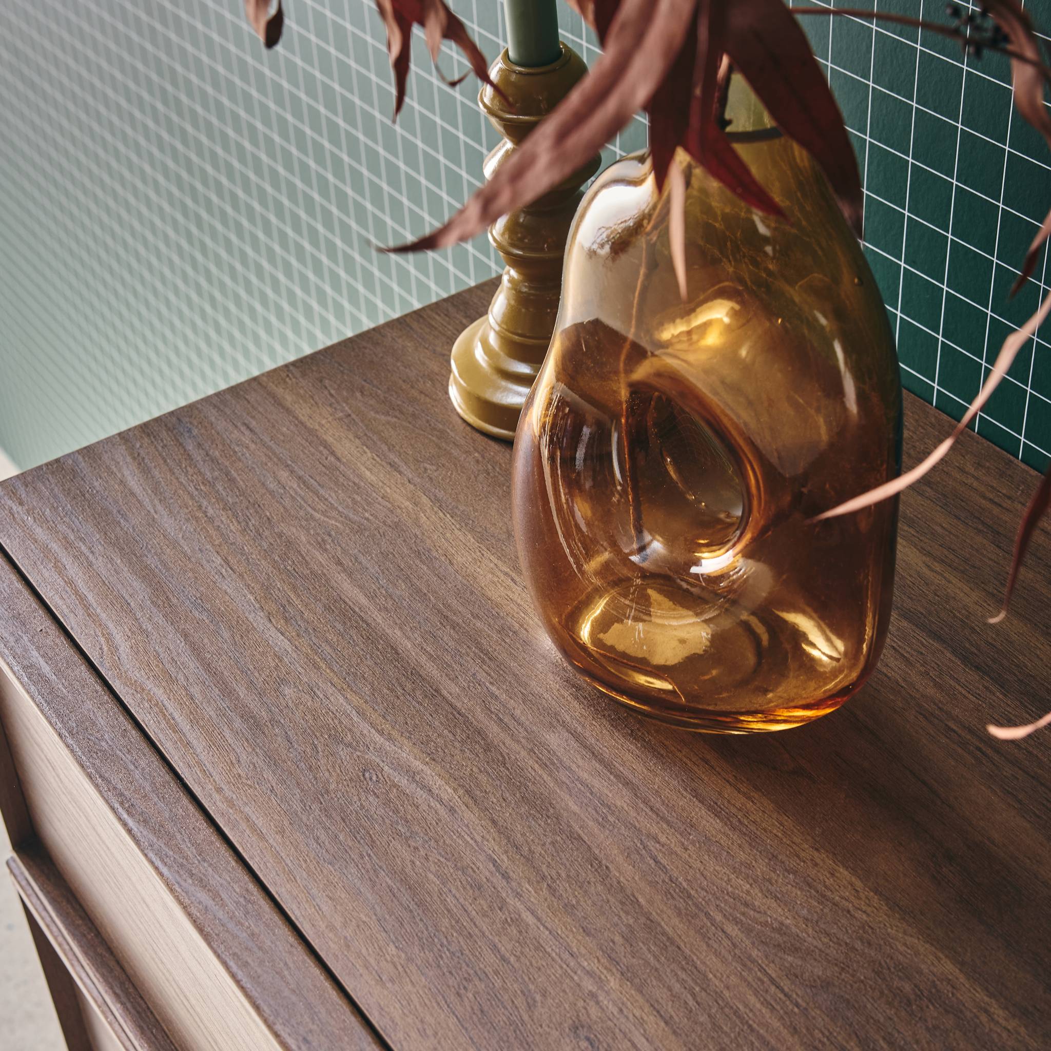 Commode de rangement effet bois noyer 4 tiroirs L 80 x P 43 x H 98.5cm - Kuba