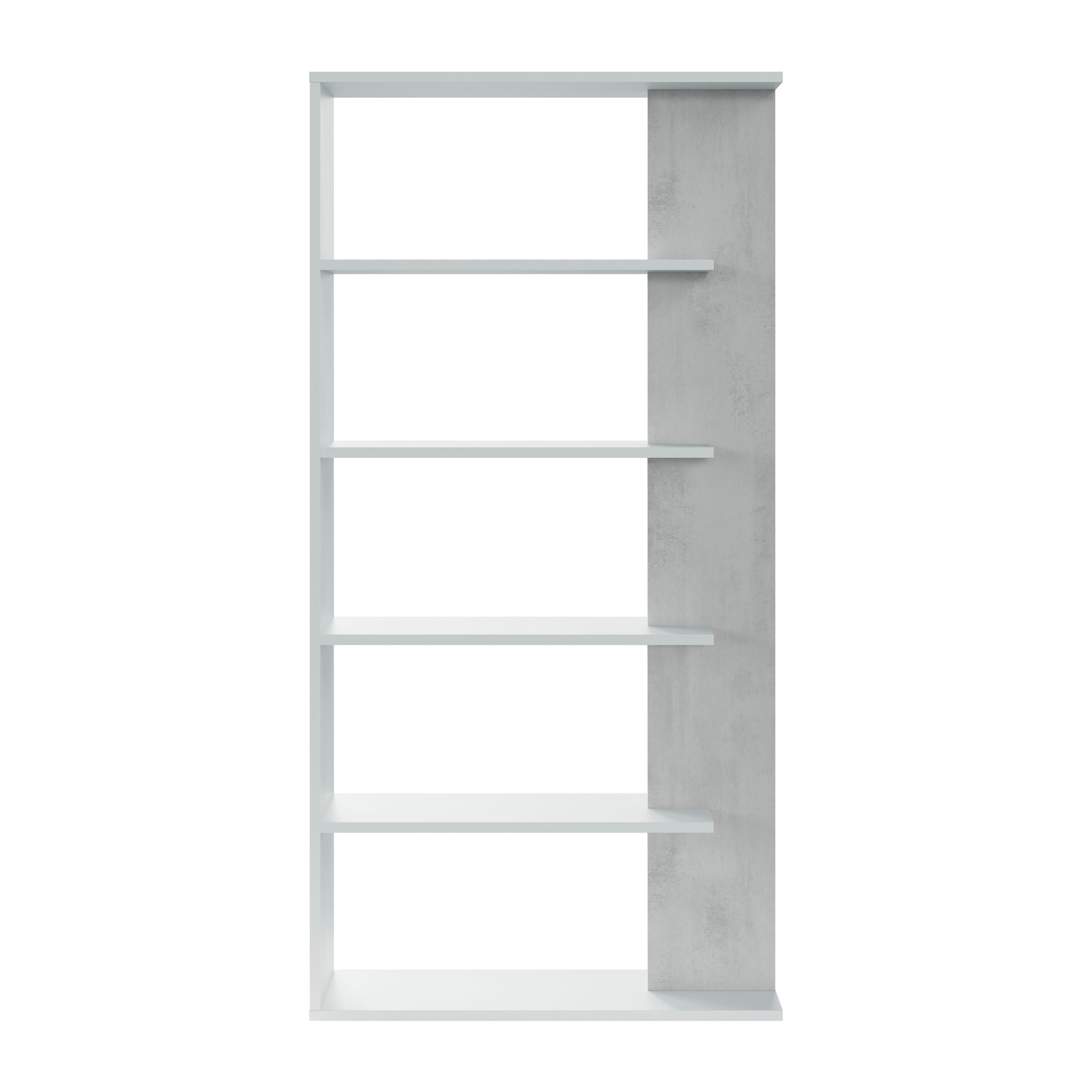Libreria Santa Cruz Design Scaffale Mensola Moderna Mobile Per Libri Con Ripiani Per Soggiorno Salotto 180 x 90 x 25 cm Bianco e Grigio Cemento