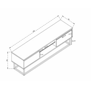 Mobile porta TV Dpirol, Credenza da soggiorno, Armadio basso per TV, Base parete attrezzata, 180x40h50 cm, Nero e Quercia