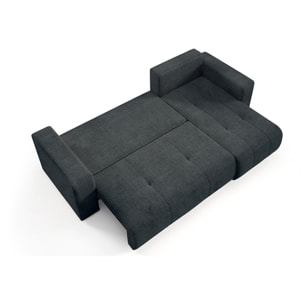 AURORE - Canapé d'angle droit 3 places en tissu texturé gris foncé