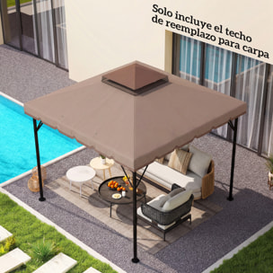 Techo de Repuesto para Cenador, 3x3 m, Cubierta de Repuesto con Techo Doble, 8 Orificios de Drenaje y Protección UPF 30+, SOLO Toldo de Recambio para Pabellón Gazebo, Caqui