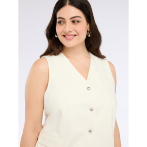 Fiorella Rubino - Chaleco de punto Milano con botones - Blanco