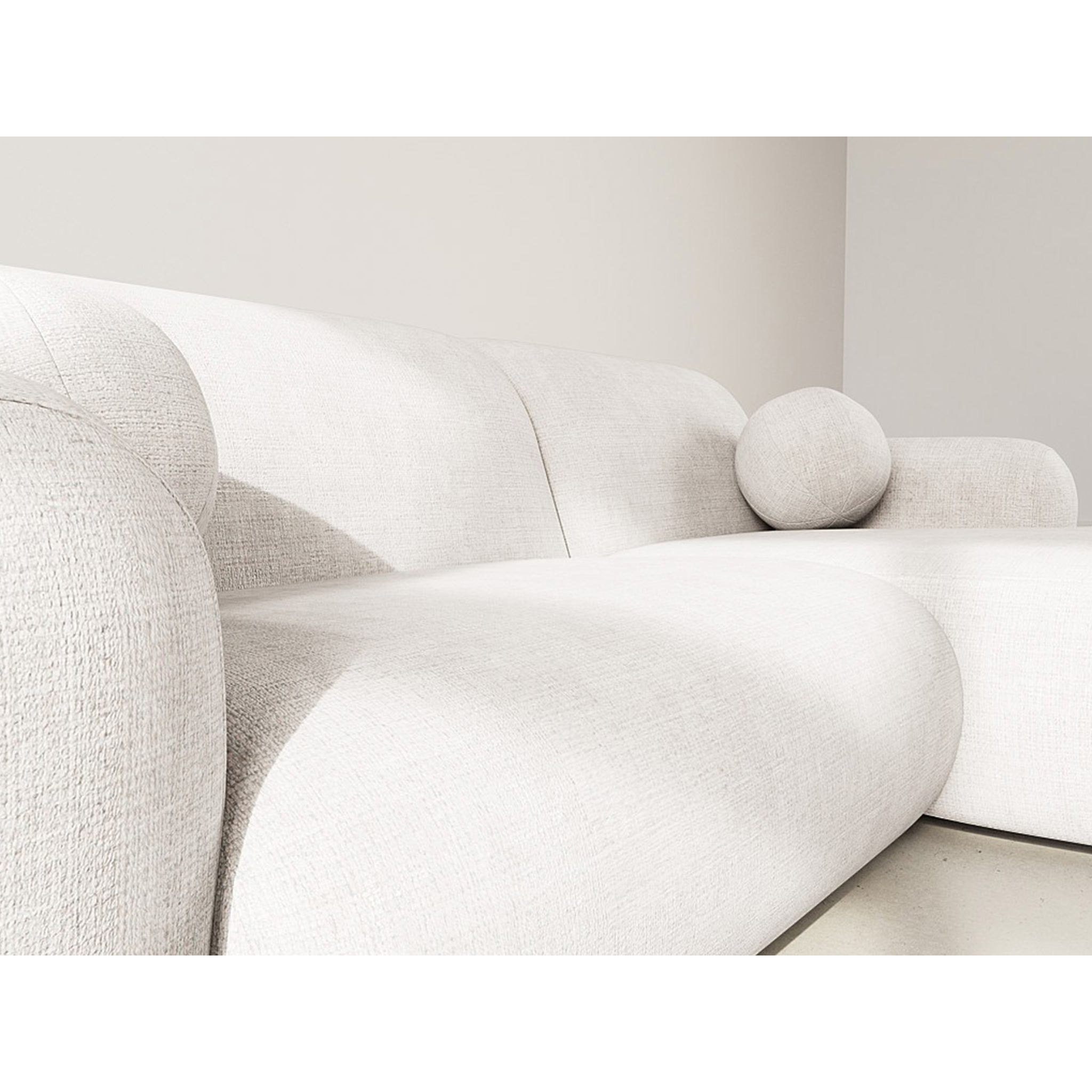 Louise - Canapé d'angle droit 4 places en velours texturé - Beige