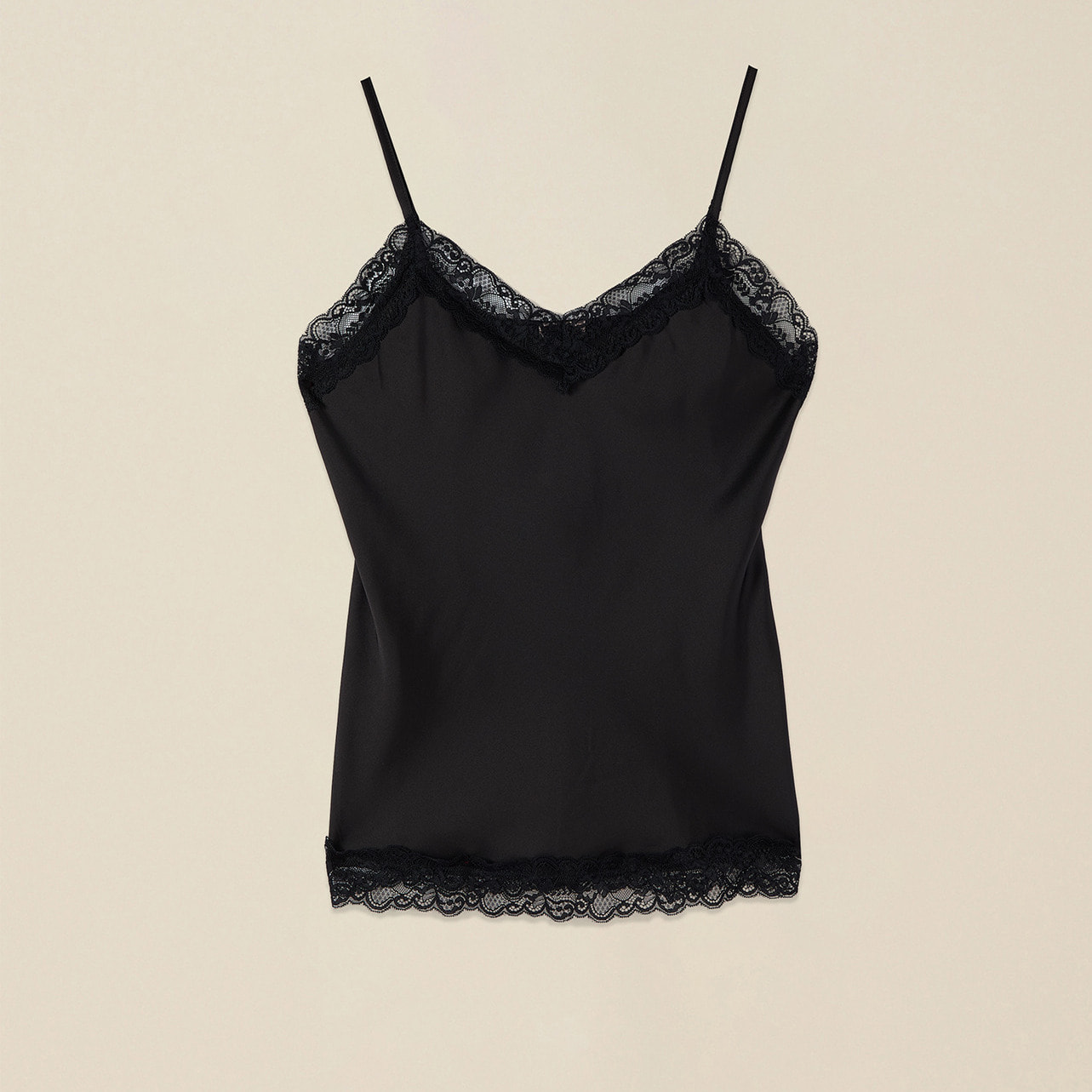 Oltre - Top lingerie in raso e pizzo - Nero