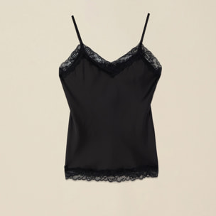 Oltre - Top lingerie in raso e pizzo - Nero