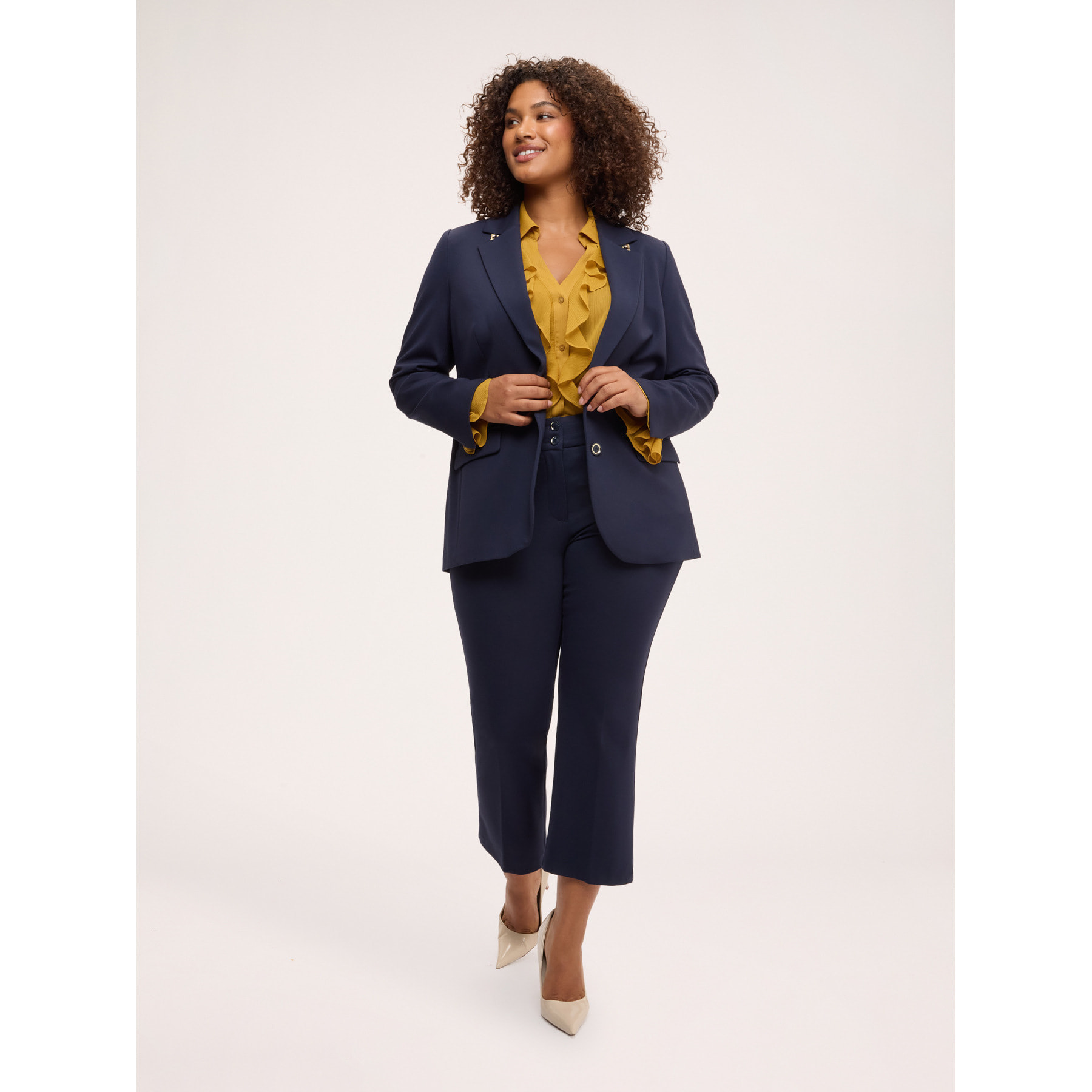 Fiorella Rubino - Blazer en punto Milano con detalles metálicos - Azul