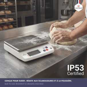 Balance électronique professionnelle - 10kg - IP53 - précision 1g - plateau amovible 22 x 16,5 cm