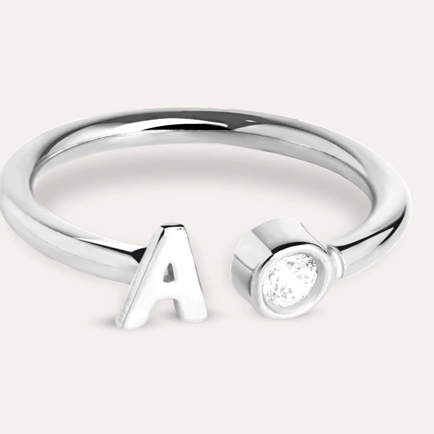 Anelli Personalized Letter Spark in Argento