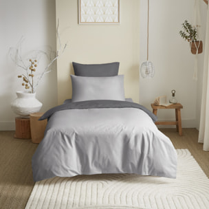 Pack complet 4 pièces Gris/Anthracite réversible housse de couette