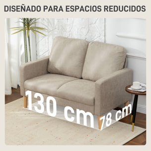 Sofá de 2 Plazas, Tapizado en Microfibra, Sofá Moderno con Patas de Madera, Reposabrazos, para Salón, Dormitorio, Oficina, Sala de Estar, 130x78x85 cm, Crema