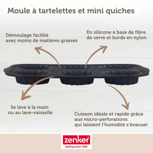 Moule 6 mini tartelettes 28 x 18 cm Zenker Silicone fibre de verre