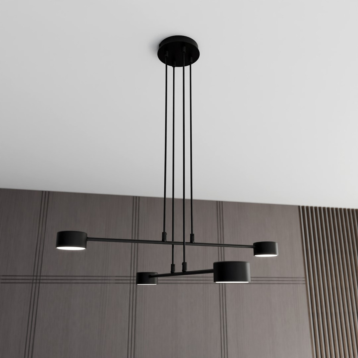 Lampada a sospensione Modus in acciaio nero opaco